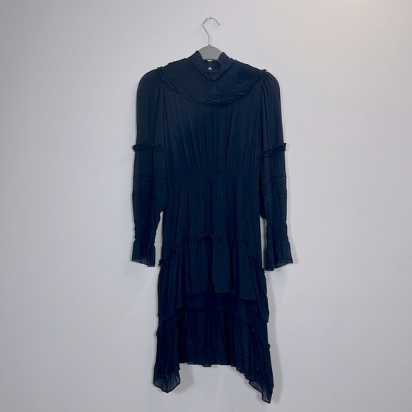 Love Sam Mock Turtle Neck Long Sleeve ruffle Tiered Dress XS - Picture 2 of 8